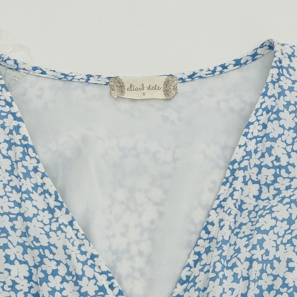 Altar’d State Blue & White Floral Flowy Waist Tie Romper Size Small CL016 - Picture 5 of 14